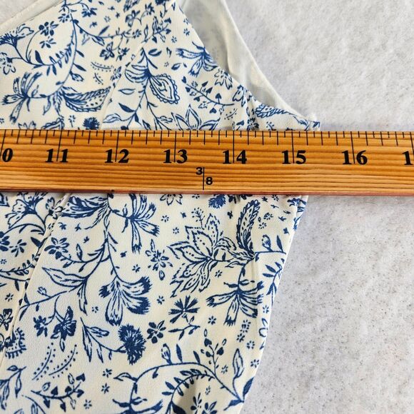 Sienna Sky Dress Womens S Button Front Floral Print Summer White Blue Strappy - Picture 12 of 16